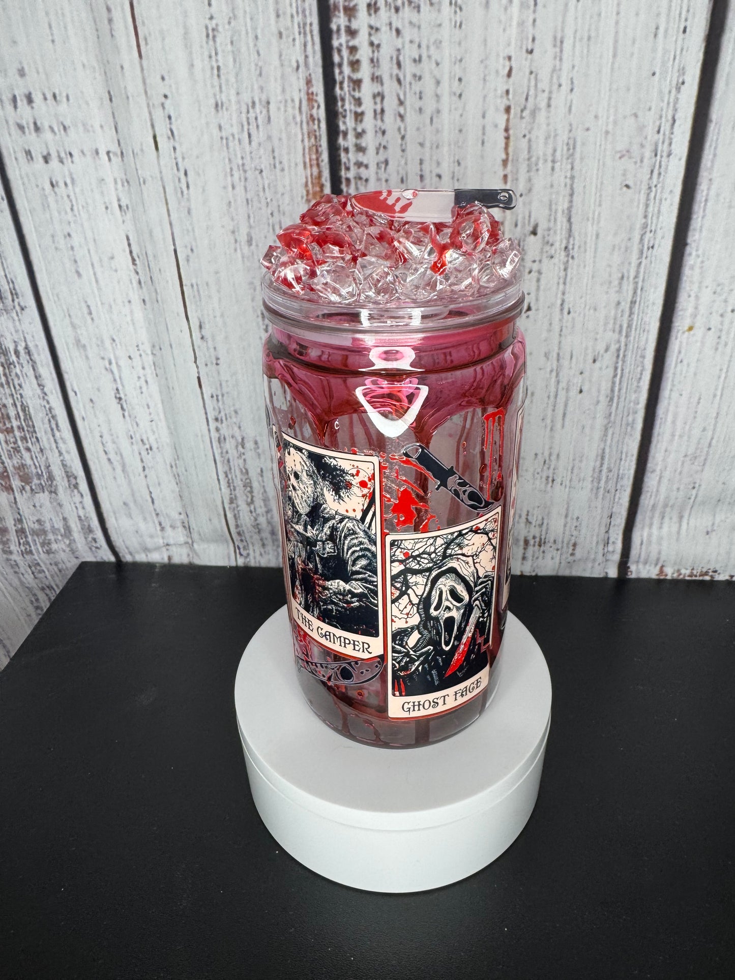 RTS Killer Cards Blood Drip Tumbler with fake ice and knife