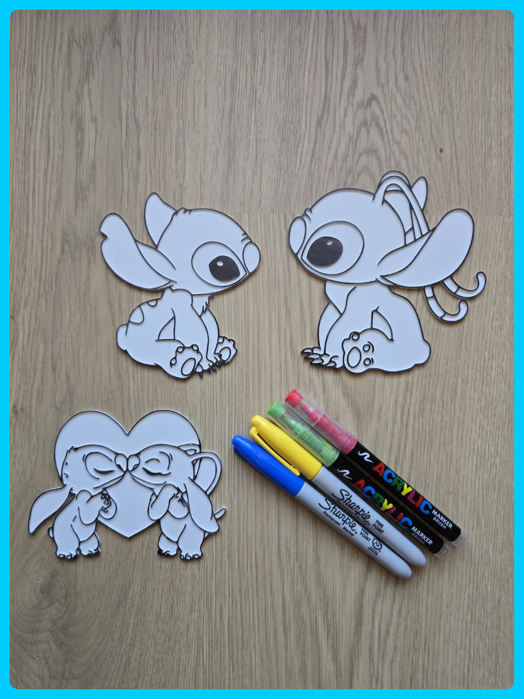Blue and Pink Aliens coloring plaques (set of 3)