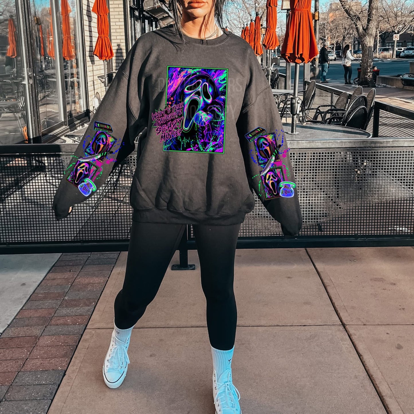 Neon Ghost Face with Sleeves