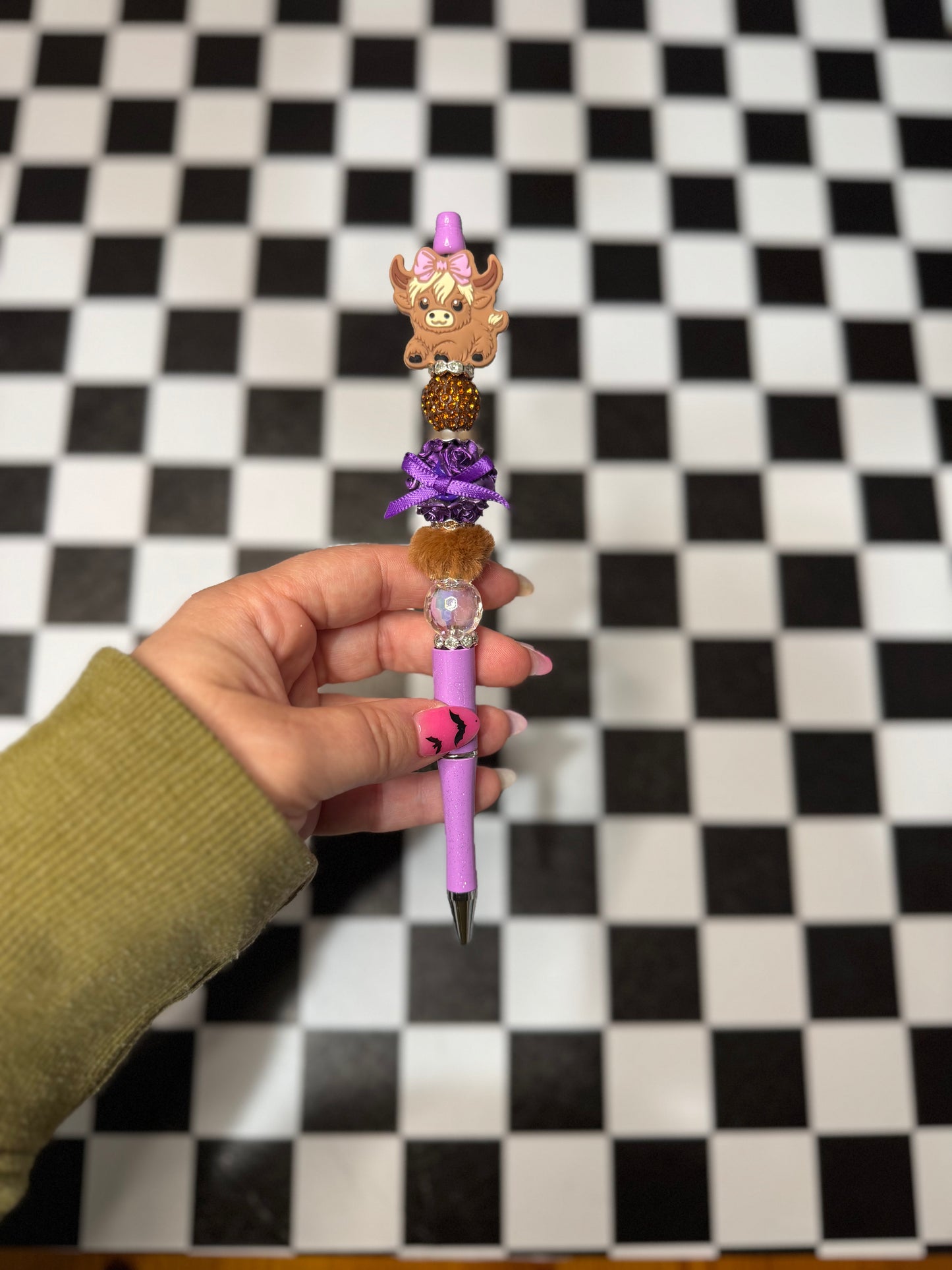 Purple Cow Beaded Pen
