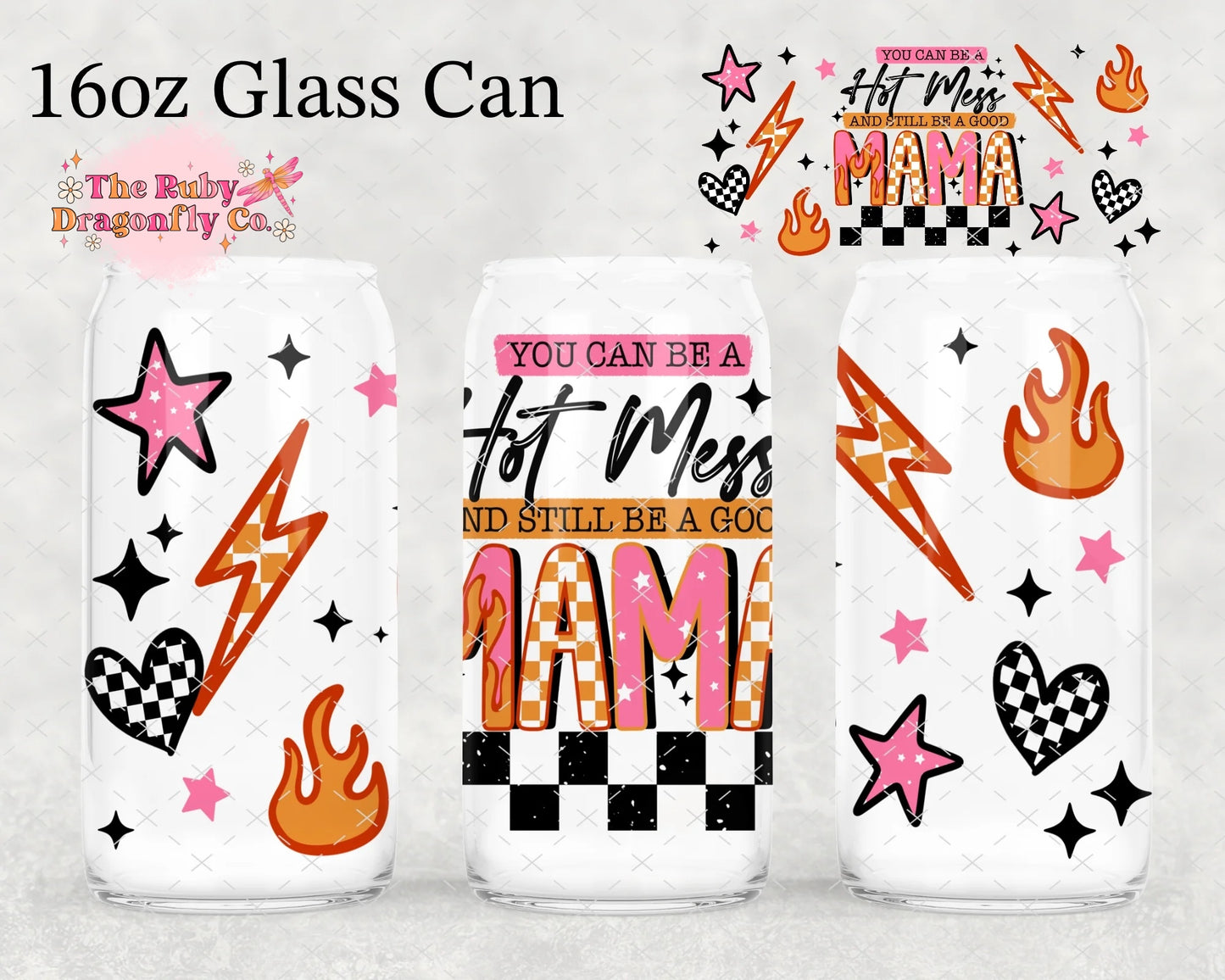 Hot Mess Mama Cup with Flame Straw Topper