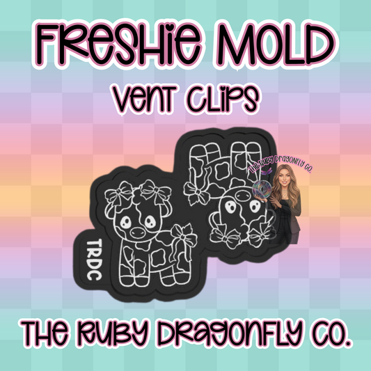 Cow with Bows Vent Clips Silicone Mold