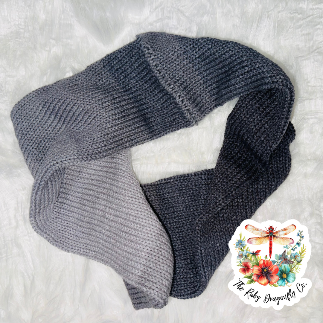 Gray Ombré Knit Scarf