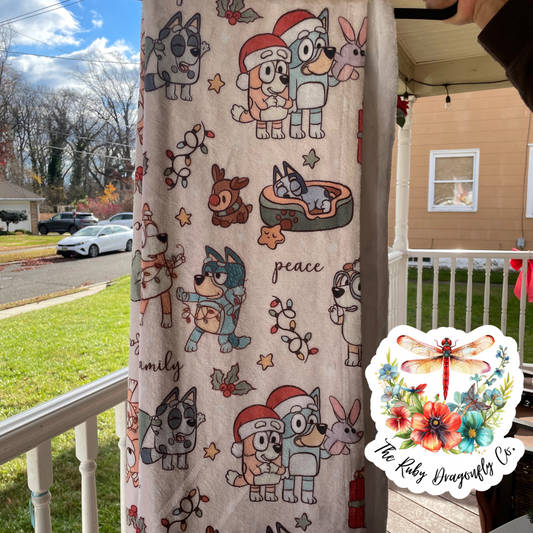 RTS Blue Dog Christmas Blanket