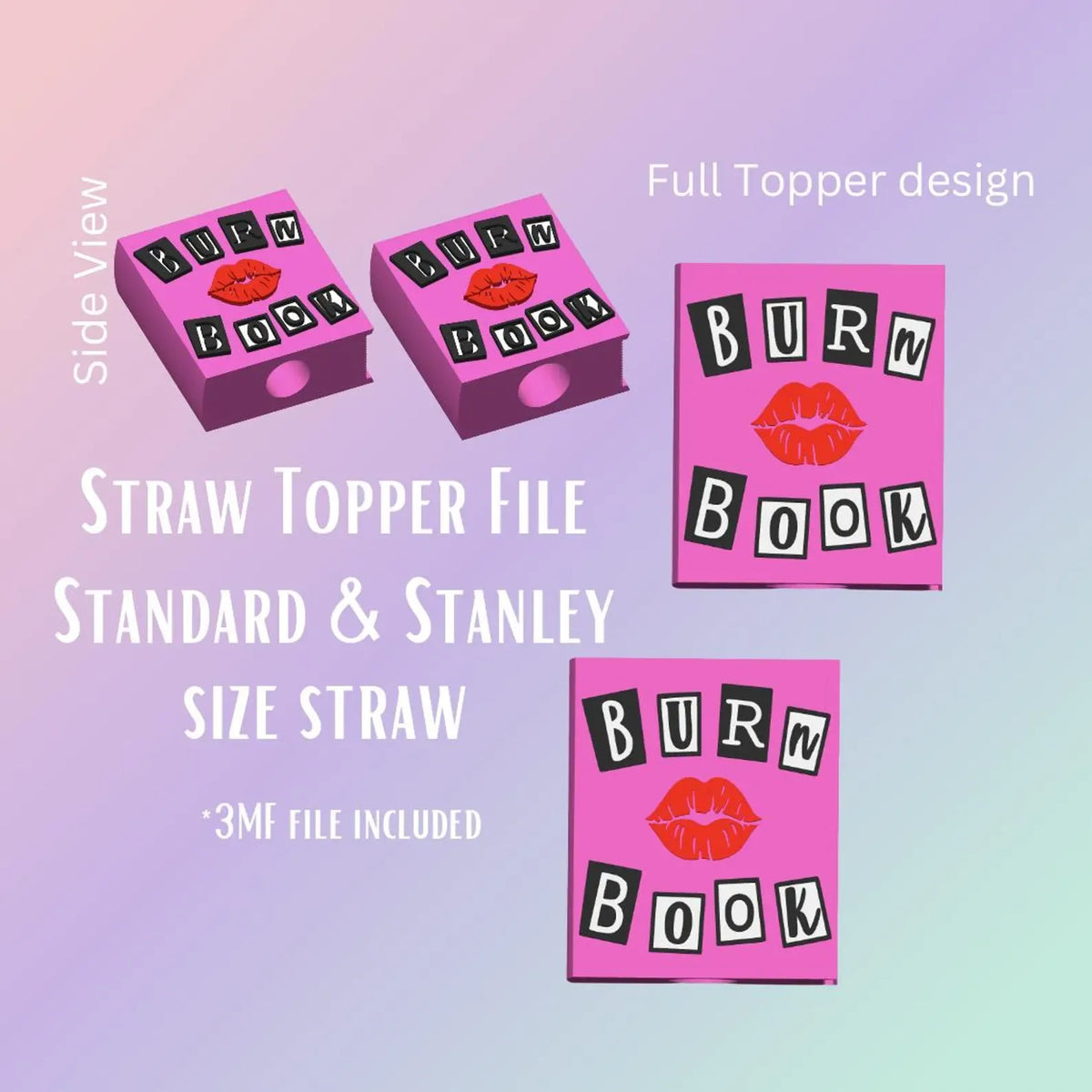 Burn book straw topper