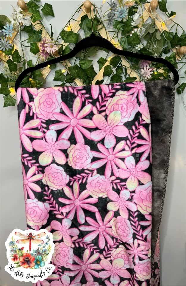 RTS Pink Floral Luxe Blanket