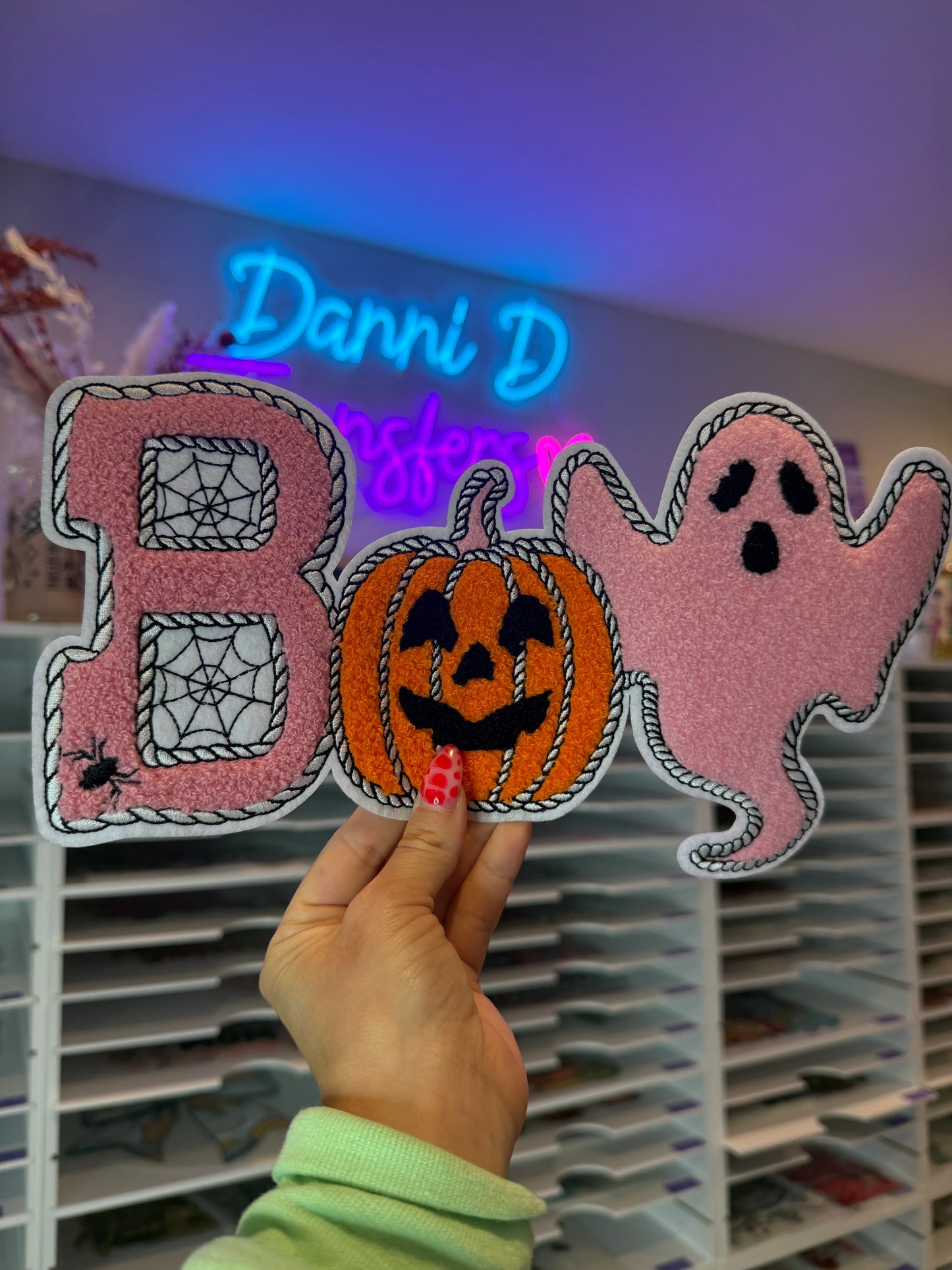 Boo Sequin Chenille Patch
