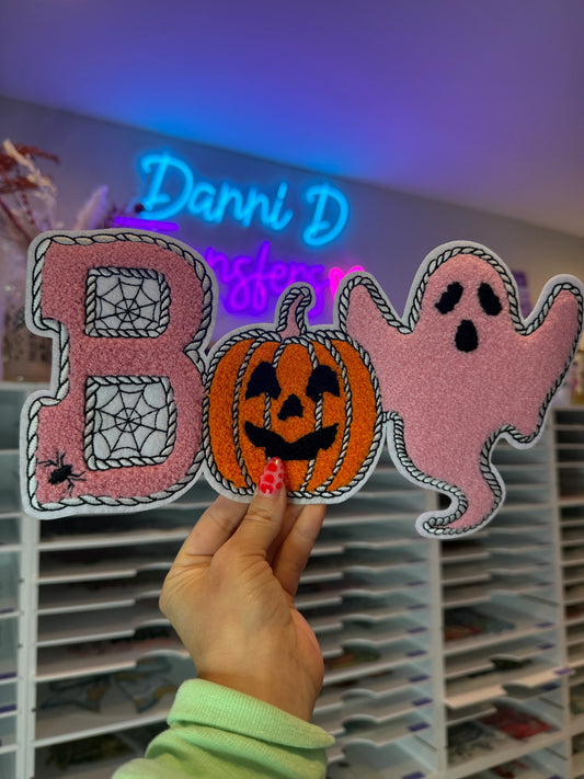 Boo Sequin Chenille Patch
