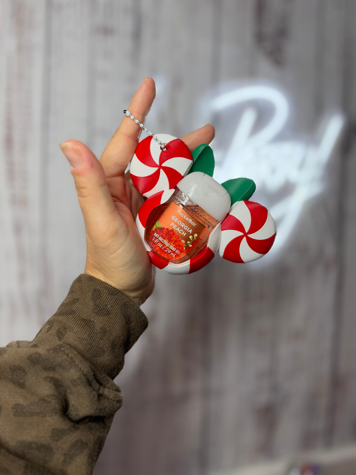 Peppermint Girl Mouse BBS Sanitizer Keychain Holder