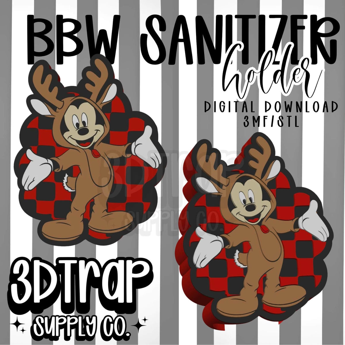 Checkered Mouse BBW Sanitizer Keychain Holder