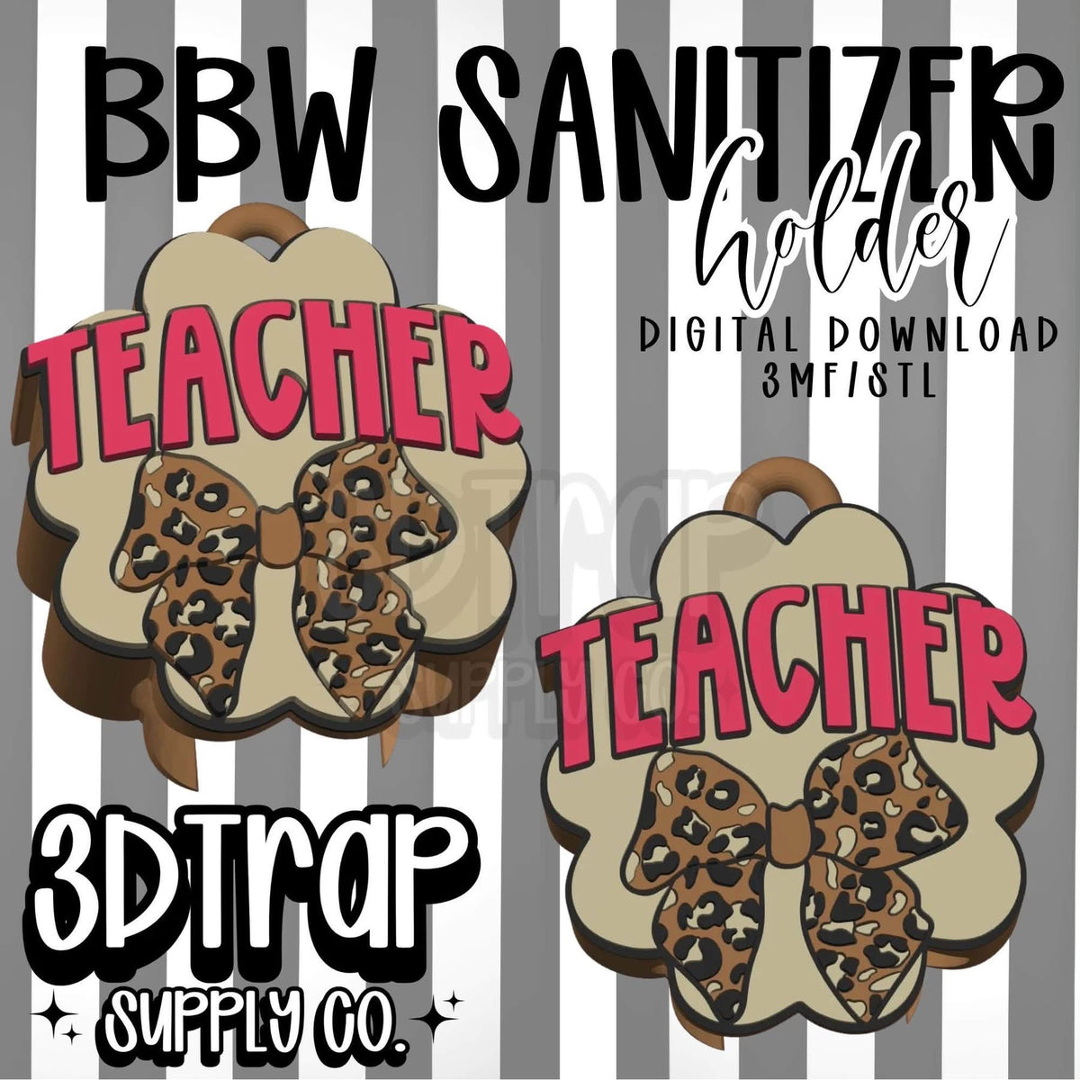Teacher Bow BBW Sanitizer Keychain Holder (Copy)