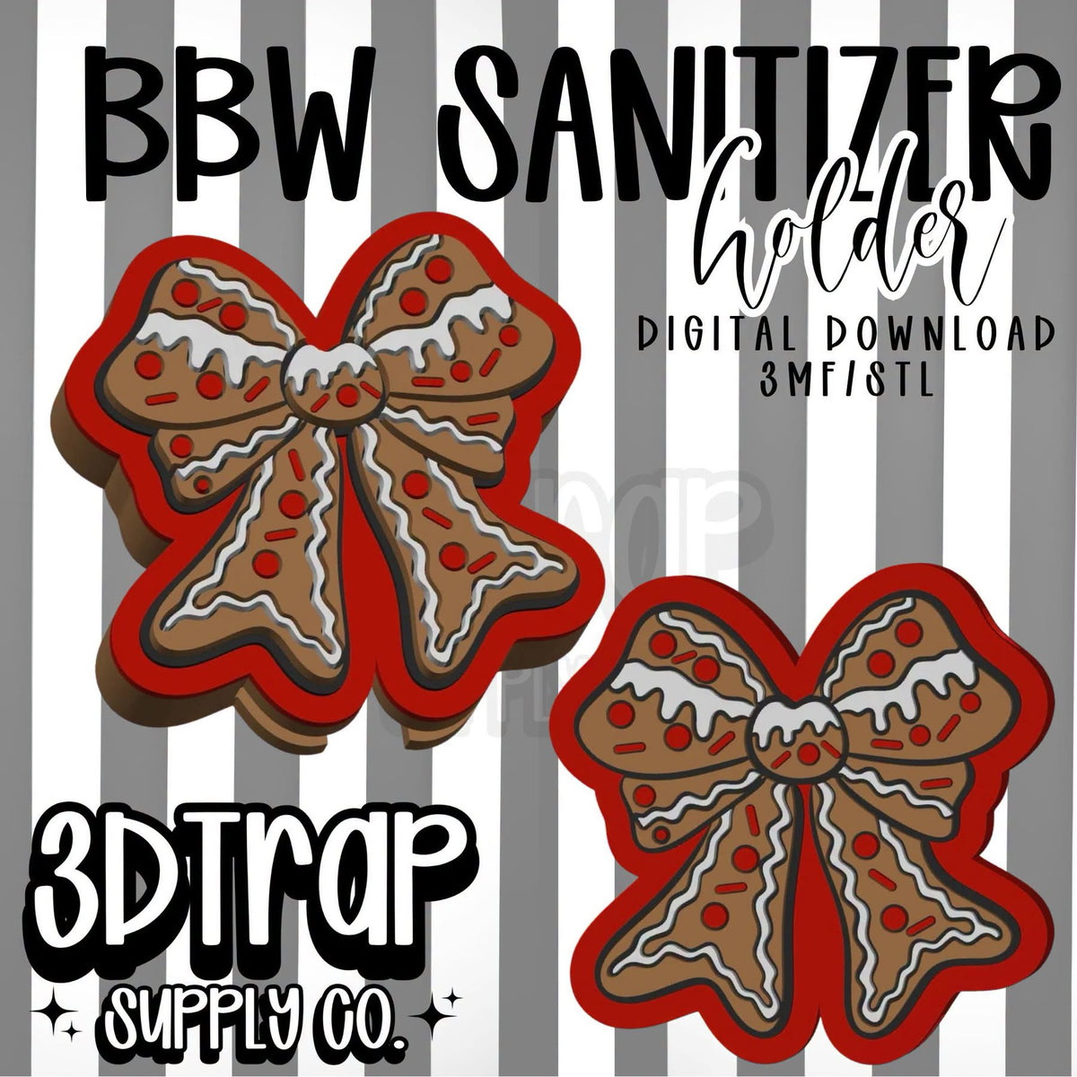 Gingerbread Bow BBW Sanitizer Keychain Holder