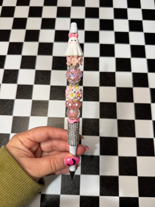 Pink Ghostie Beaded Pen
