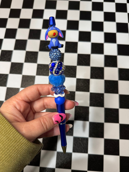 Blue Donkey Beaded Pen