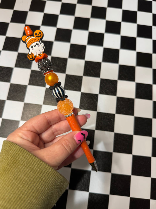 Orange Ghostie Beaded Pen