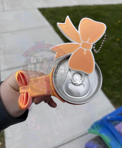 Skinny 12 oz Can Holder with Bow & Can Tab Opener