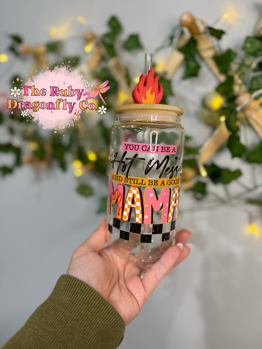 Hot Mess Mama Cup with Flame Straw Topper